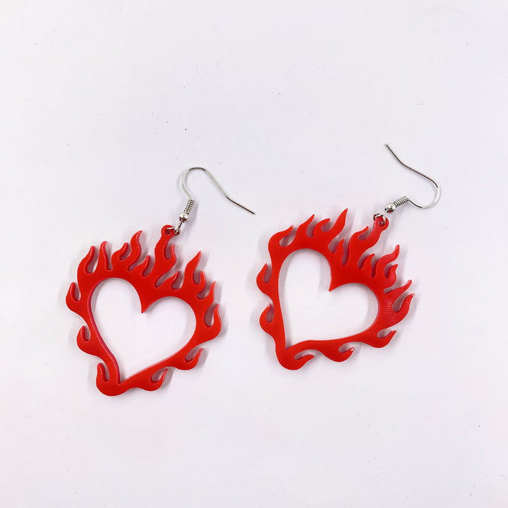 Love Earrings Flame Peach Heart Personality – Gifts for Couples — 1