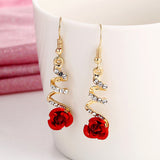 Flower Long Earrings Wild Red Rose Flower Long – Stylish Gifts — 6