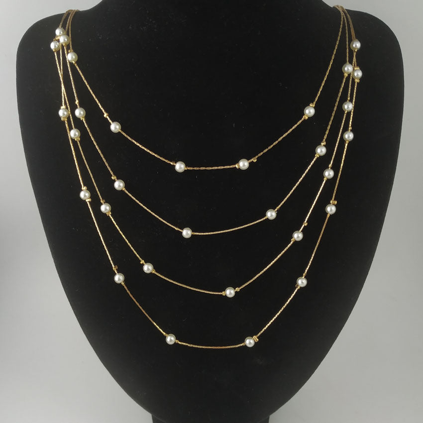 Simple Gold Bead Eyes Stars Multi-layer Necklace – Jewelry Gift Ideas — 1