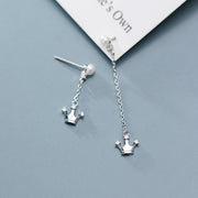 Crown-studded pearl asymmetrical earrings – Unique Gift Ideas — 2