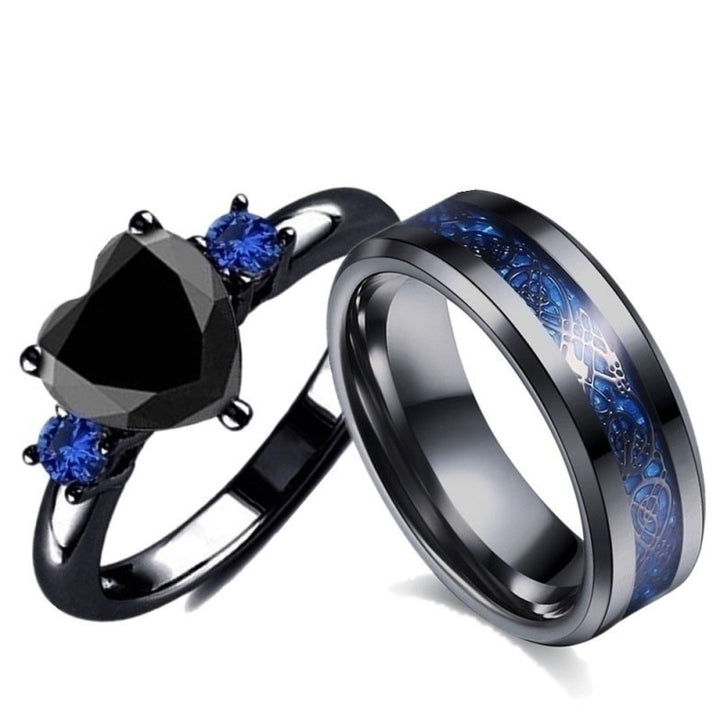Black Heart Gemstone Diamond Wedding Ring – Gifts for Couples — 1