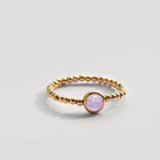 Fashion Gold-Covered Natural Garnet Round Bead Ring – Stylish Gifts — 6