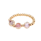 Fashion Gold-Covered Natural Garnet Round Bead Ring – Stylish Gifts — 3