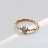 Fashion Gold-Covered Natural Garnet Round Bead Ring – Stylish Gifts — 2