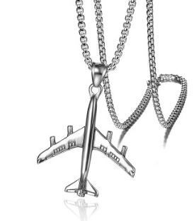 COLLIER AVION -Titanium steel aircraft necklace – Jewelry Gift Ideas — 1