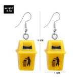 Personalized Clip Earrings Yellow Resin Trash Can – Small Gift Ideas — 5