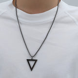 Titanium Steel Black Triangle Square Necklace – Jewelry Gift Ideas — 3