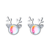 Moonstone Elk Blue Flash Drill Antler Earrings – Gifts for Her — 4