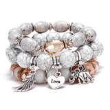 Elephant Love Wings Natural Stone Bracelet Set – Jewelry Gift Ideas — 3