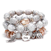 Elephant Love Wings Natural Stone Bracelet Set – Jewelry Gift Ideas — 3