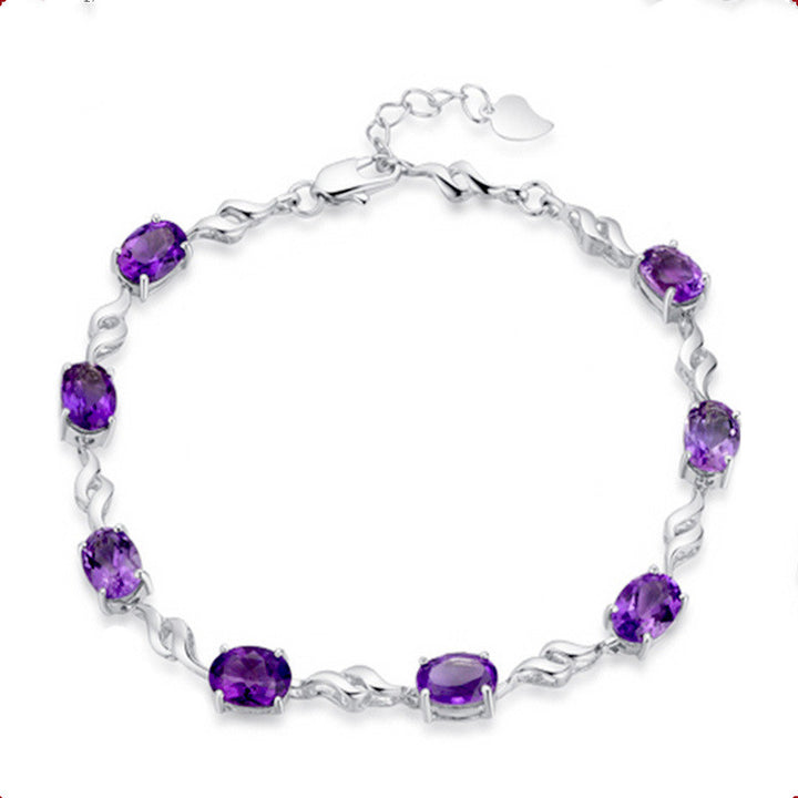 Fashion Simple Silver Plated Amethyst Bracelet – Stylish Gifts — 1