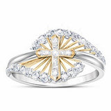 Two-tone ring with diamond cross ring – Gift Ideas — 3