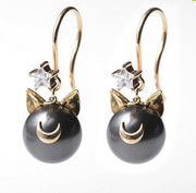 Sailor Moon Luna Cat Kitty Pearl Earrings – Cat Lover Gifts — 3