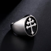 Stainless steel ring cross croissant ring – Thoughtful Gifts — 2