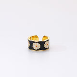 Vintage Oil Drop Daisy Ring Wide Ring – Birthday Gifts — 3