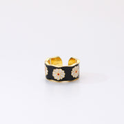 Vintage Oil Drop Daisy Ring Wide Ring – Birthday Gifts — 3