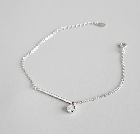S925 Sterling Silver Long Zircon Pendant Bracelet – Jewelry Gift Ideas — 1