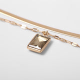 Ladies Square Gem Simple Double Necklace – Jewelry Gift Ideas — 3