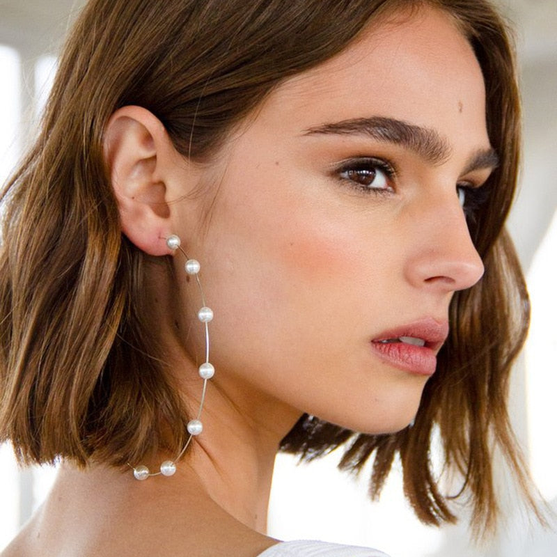 Pearl Large Hoop Earrings – Practical Gifts — 1