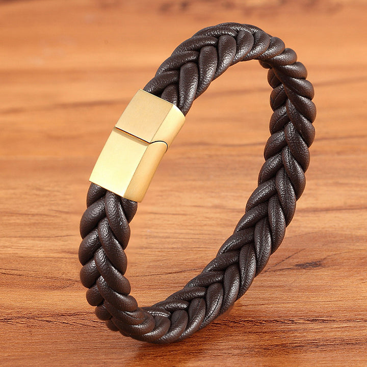 Leather Rope Hand Woven Bracelet Neutral – Jewelry Gift Ideas — 1