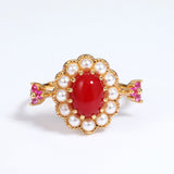 Flower Pearl Gemstone S925 Silver Ring Lady – Holiday Gift Ideas — 1