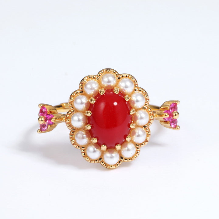 Flower Pearl Gemstone S925 Silver Ring Lady – Holiday Gift Ideas — 1