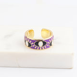 Trendy Hip Hop Women's Gold Plated Drip Oil Eye Ring – Gifts for Her — 9