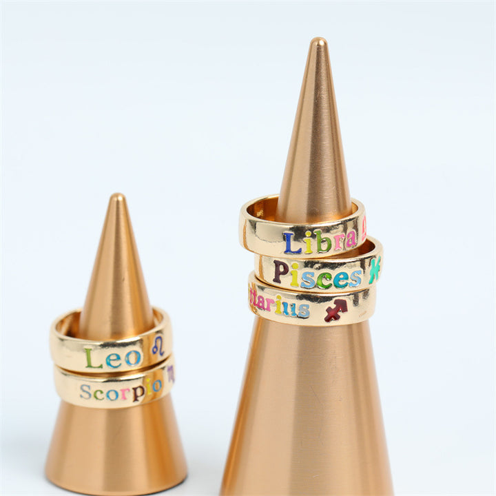 Oil Dripping Twelve Constellation Free Size Rings – Birthday Gifts — 1