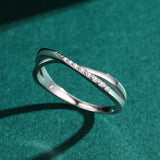 S925 Sterling Silver Cross Line Female Ring Simple – Gifts for Her — 1