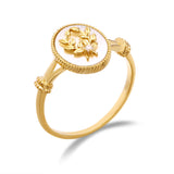 Women's White Shell Leaf Zircon Ring – Gifts for Her — 3