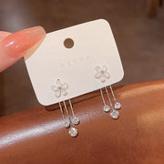 Silver Needle Long Fringed Zircon Earrings – Thoughtful Gifts — 2
