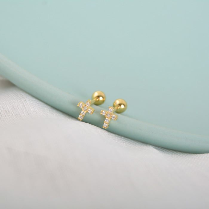 Mini Silver Cross Stud Earrings – Unique Gift Ideas — 1