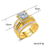 Wedding Engagement Ring Gold Plated Silver Zircon – Gifts for Couples — 3