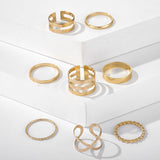 8-Piece Retro Metal Smooth Twist Cross Ring – Special Occasion Gifts — 7