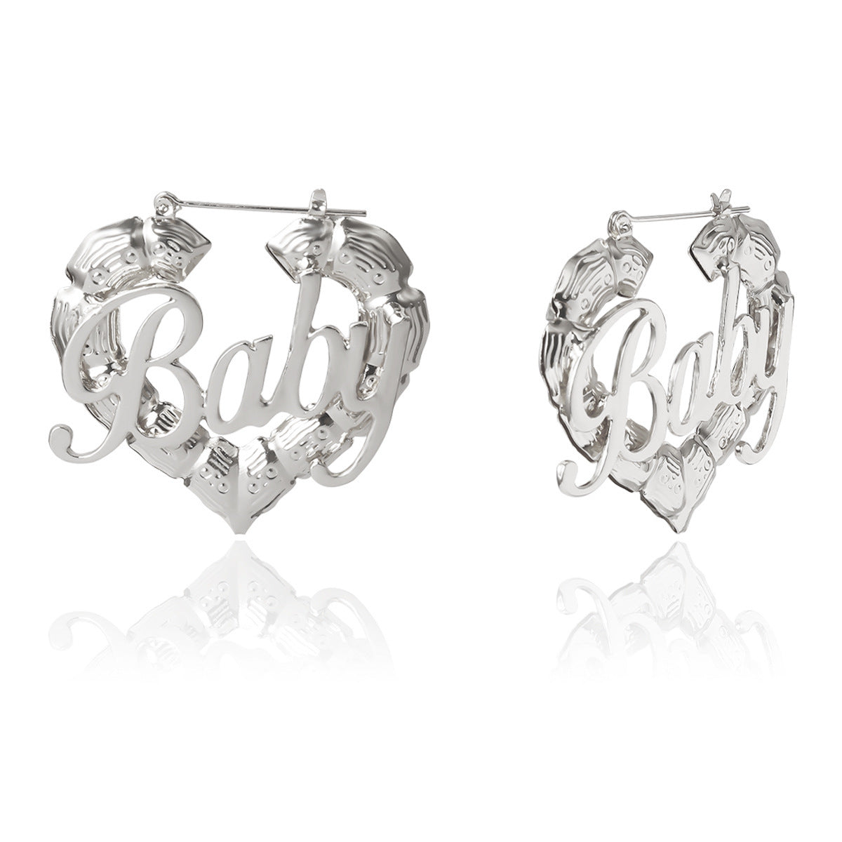 Creative Peach Heart Baby Letter Earrings Female – Gifts for Her — 1
