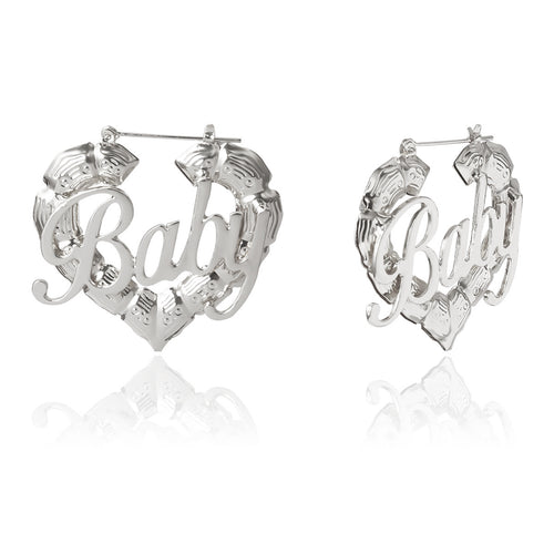 Creative Peach Heart Baby Letter Earrings Female – Gifts for Her — 1