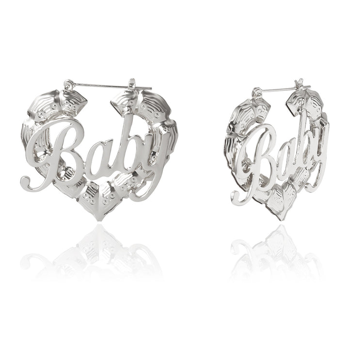 Creative Peach Heart Baby Letter Earrings Female – Gifts for Her — 1