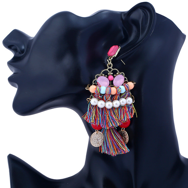 Rhinestone Tassel Color Handmade Earrings – Meaningful Gifts — 1