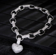 Micro Inlaid Heart-Shaped Necklace And Bracelet – Jewelry Gift Ideas — 2