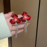 Women's Fashion Ethnic Red Tassel Silver Stud Earrings – Stylish Gifts — 4