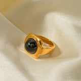18K Gold Stainless Steel Square Inlaid Closed Ring No – Everyday Gifts — 7