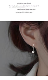 Women's Sterling Silver Zircon Sakura Flower Earrings – Gifts for Her — 3