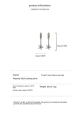 Women's Sterling Silver Zircon Sakura Flower Earrings – Gifts for Her — 7