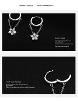 Women's Sterling Silver Zircon Sakura Flower Earrings – Gifts for Her — 2