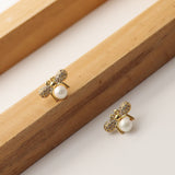 Women's Bee Pearl Grace Silver Stud Earrings – Gifts for Her — 11