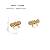 Women's Bee Pearl Grace Silver Stud Earrings – Gifts for Her — 2