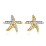 Full Diamond Starfish Stud Earrings Women's Advanced – Gifts for Her — 8