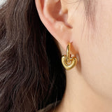 French Style Dual-wear Heart And Circle Earrings High – Stylish Gifts — 2