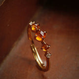 Retro French Palace Inlaid Orange Garnet Zircon Ring – Gifts for Her — 7
