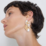 Alloy gold leaf earrings – Thoughtful Gifts — 1